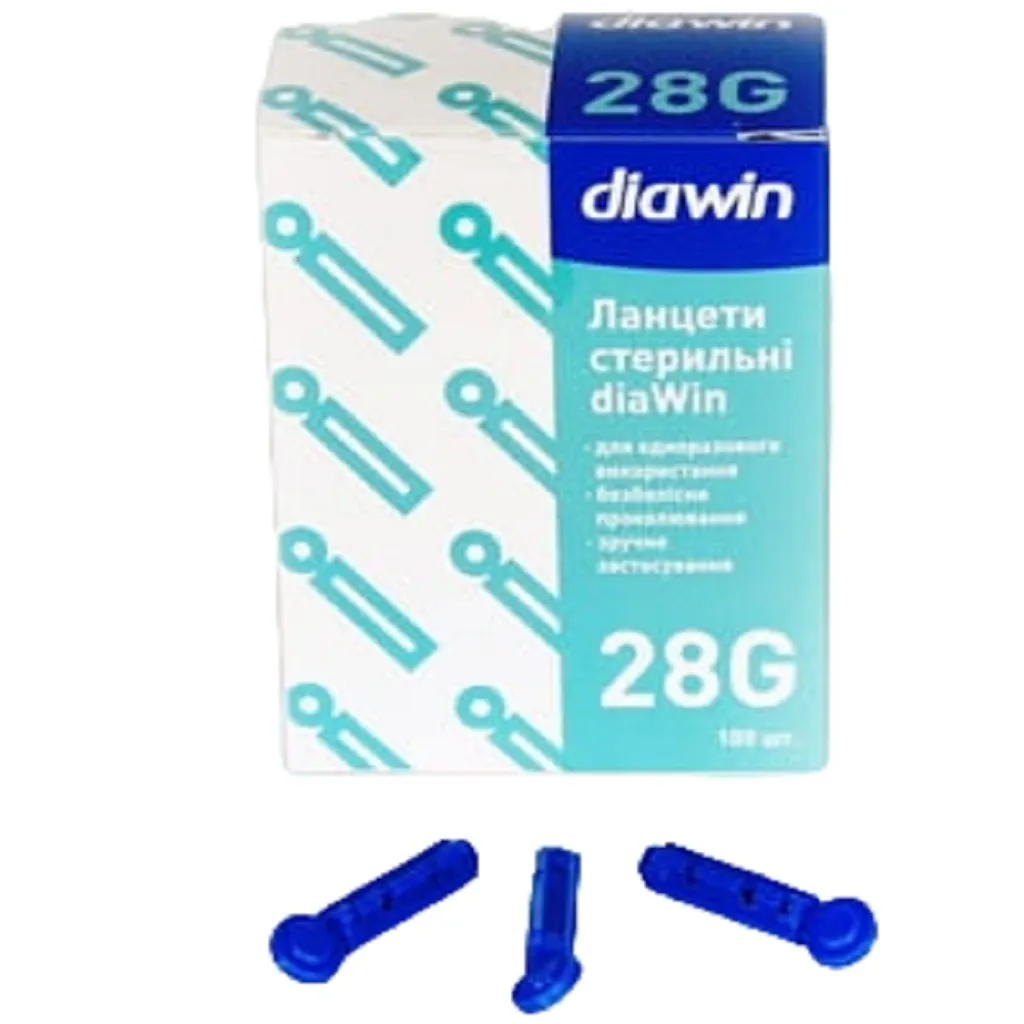 Ланцети Diawin медичні, стерильні G28, 100 штук