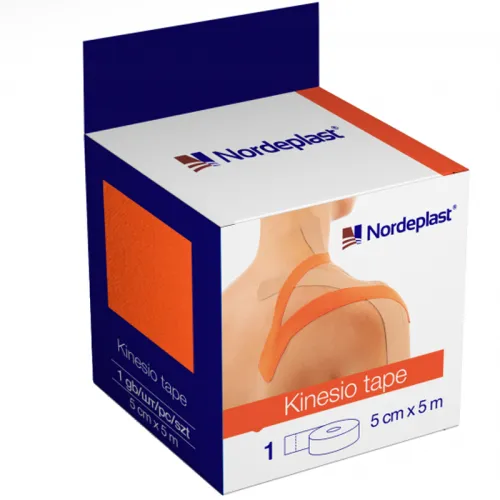 Пластырь медицинский Кинезиотейп Nordeplast оранжевый 5 м х 5 см - Фото№1 Пластырь медицинский Кинезиотейп Nordeplast оранжевый 5 м х 5 см - Фото№1