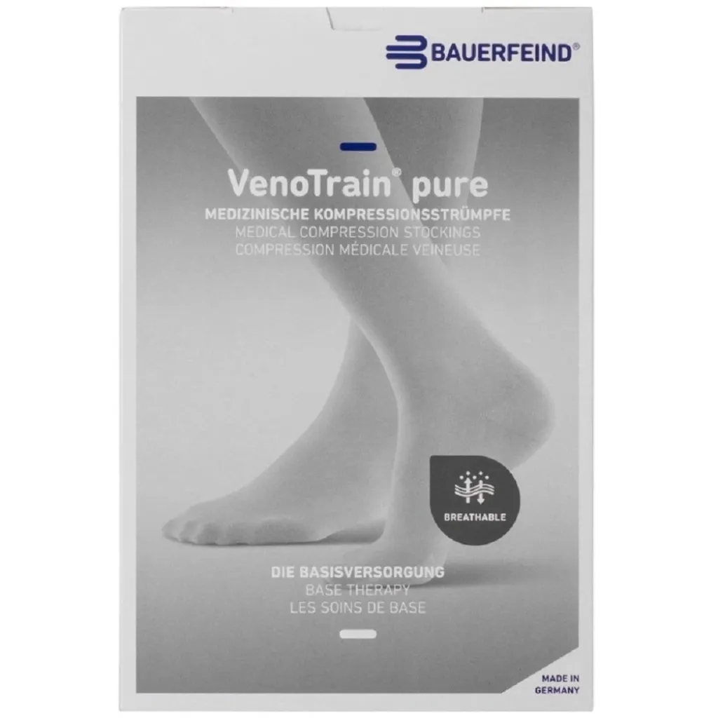 Компрессионные чулки Bauerfeind VenoTrain pure 1 класс открытый / закрытый носок, черный Компрессионные чулки Bauerfeind VenoTrain pure 1 класс открытый / закрытый носок, черный