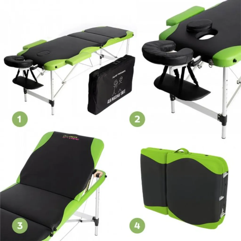 Масажний стіл Rea MASSAGE TABLE чорно-зелений Масажний стіл Rea MASSAGE TABLE чорно-зелений