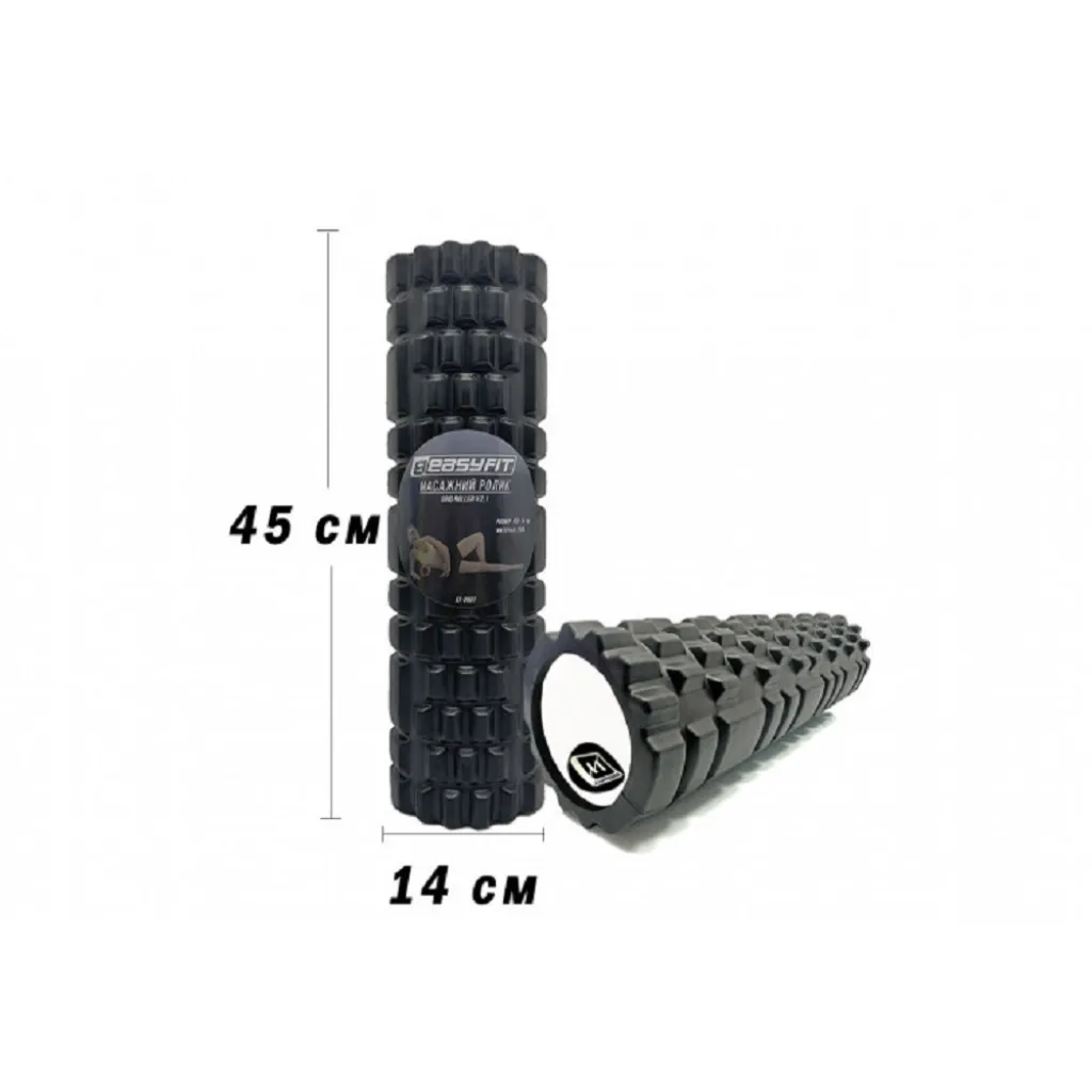 Массажный ролик EasyFit Grid Roller 45 см v.2.1, черный Массажный ролик EasyFit Grid Roller 45 см v.2.1, черный