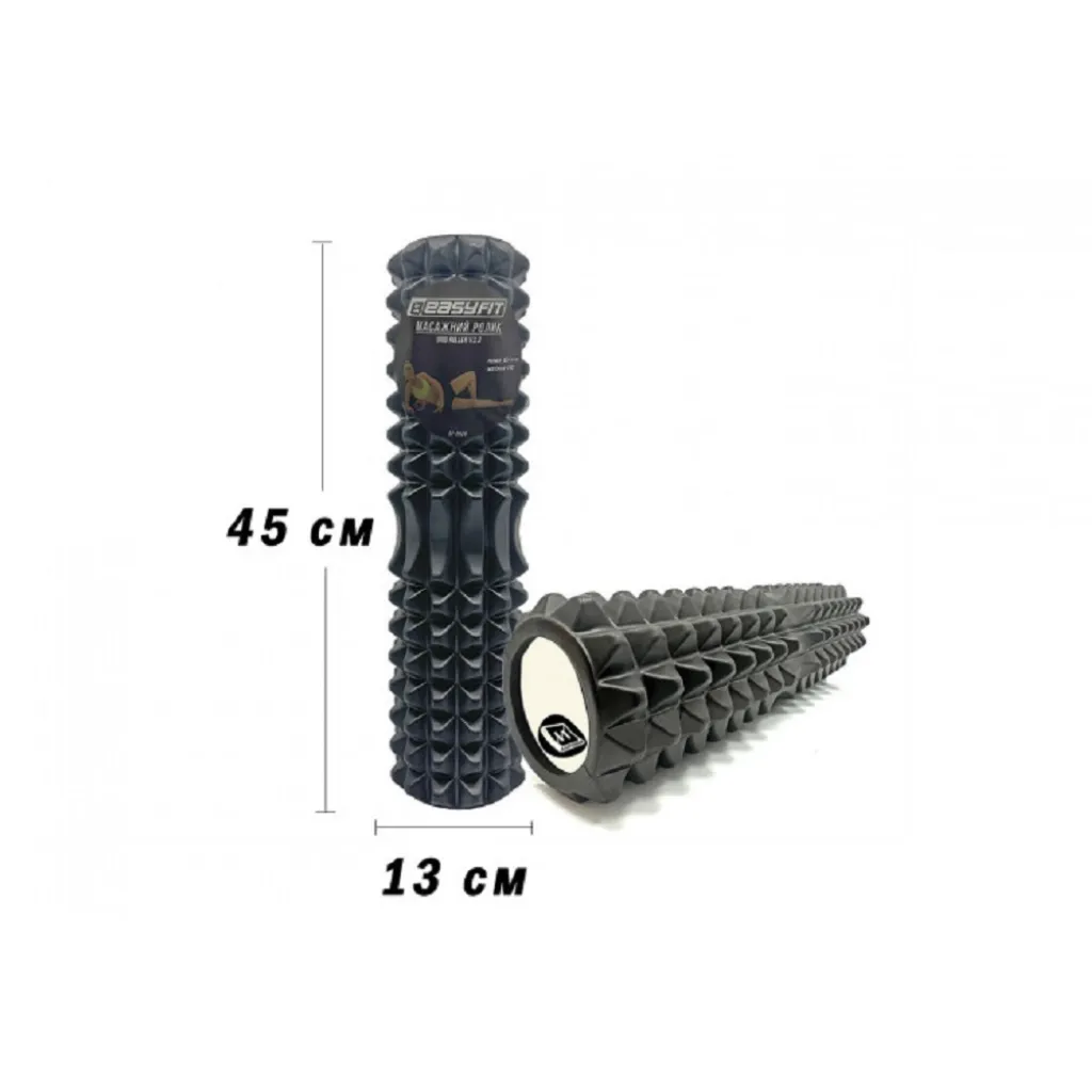 Массажный ролик EasyFit Grid Roller 45 см v.2.2, черный