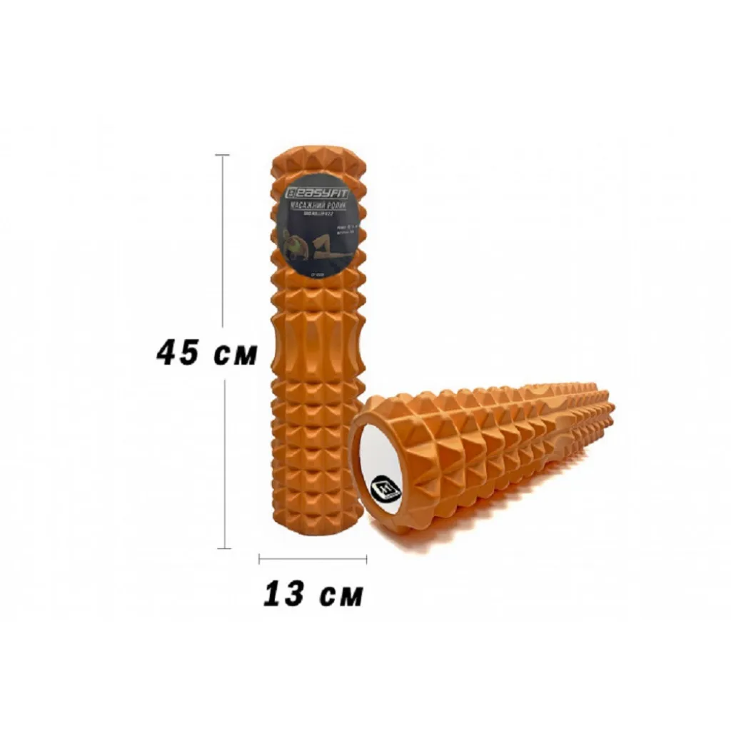 Массажный ролик EasyFit Grid Roller 45 см v.2.2, оранжевый