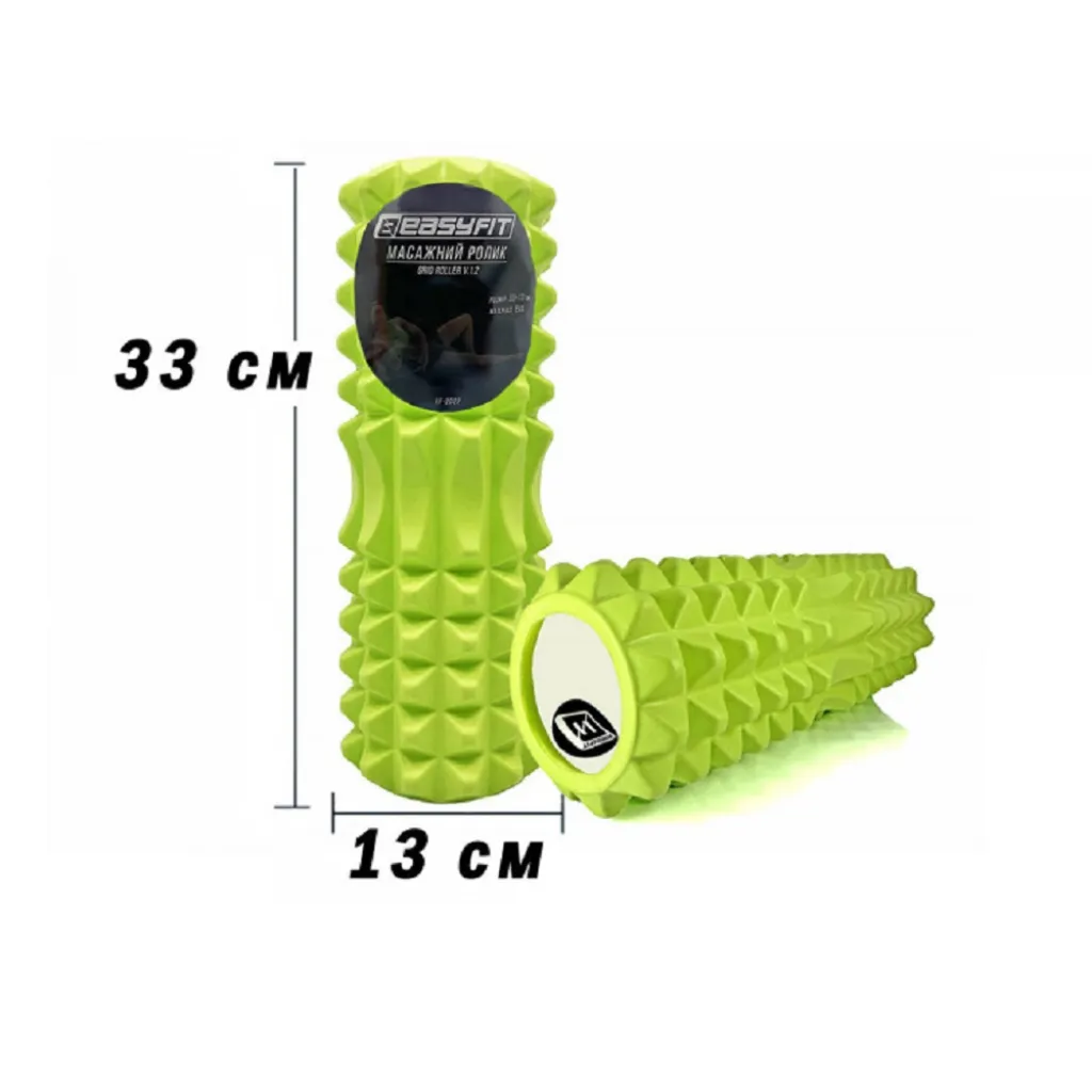 Масажний ролик EasyFit Grid Roller 33 см v.1.2, салатовий Масажний ролик EasyFit Grid Roller 33 см v.1.2, салатовий
