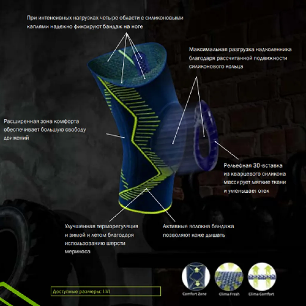 Спортивний наколінник Genumedi E + motion з силіконовим кільцем Спортивний наколінник Genumedi E + motion з силіконовим кільцем