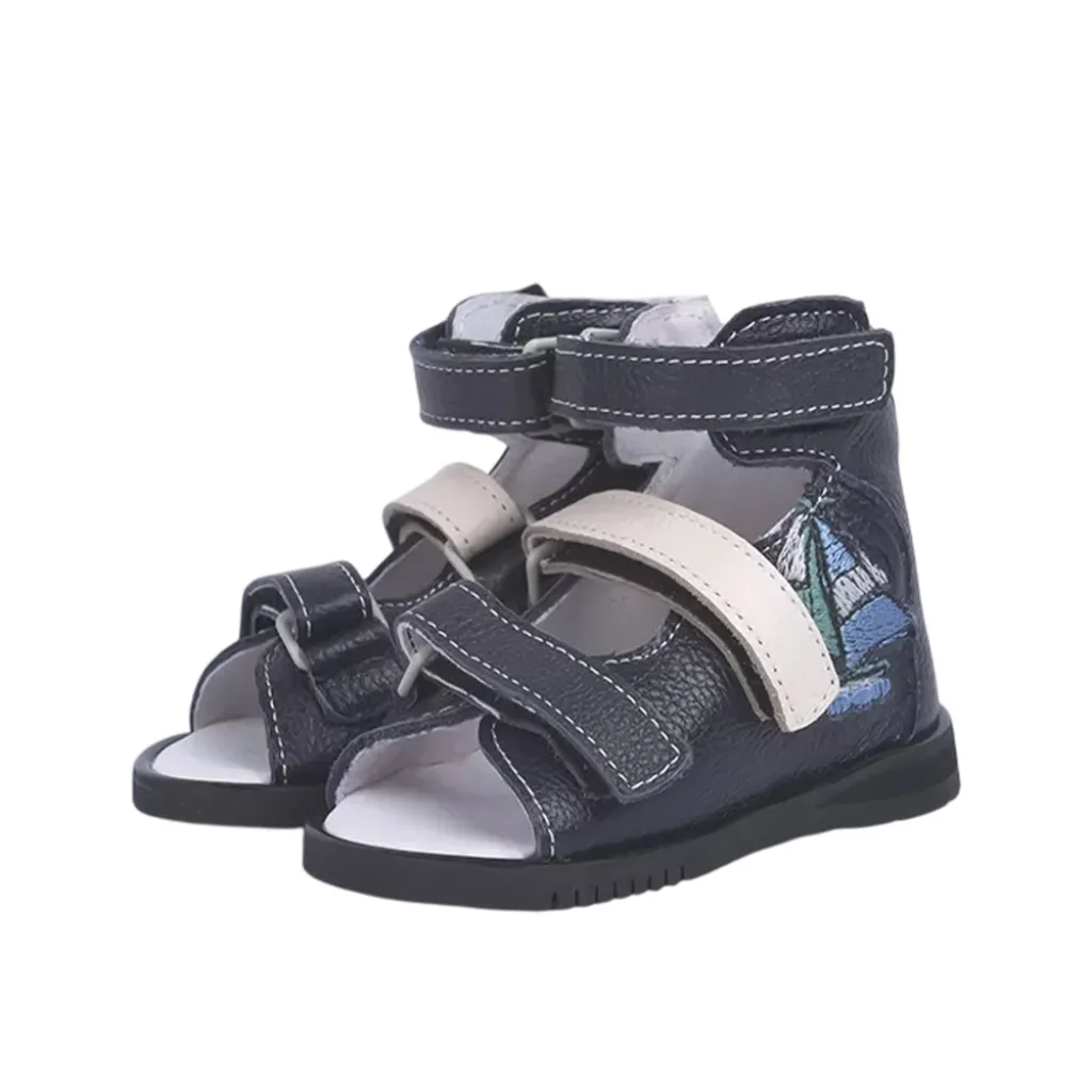 Ортопедические босоножки Ortofoot 121L-J, синий с корабликом