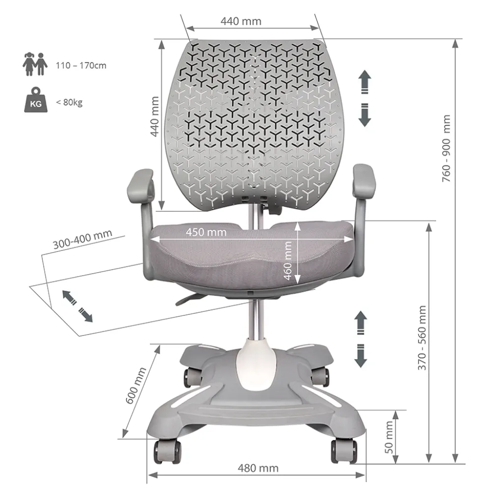 Ортопедичне дитяче крісло Contento Grey Ортопедичне дитяче крісло Contento Grey