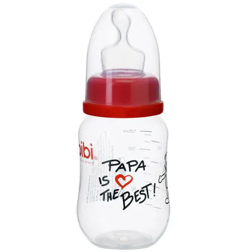 Антиколиковая бутылочка со стандартным горлышком (125 мл) Биби PAPA is the best - Фото№1
