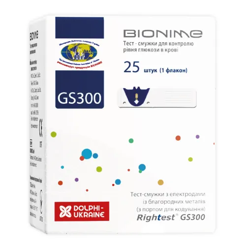 Тест-полоски Bionime Rightest GS 300 N25 - Фото№1 Тест-полоски Bionime Rightest GS 300 N25 - Фото№1
