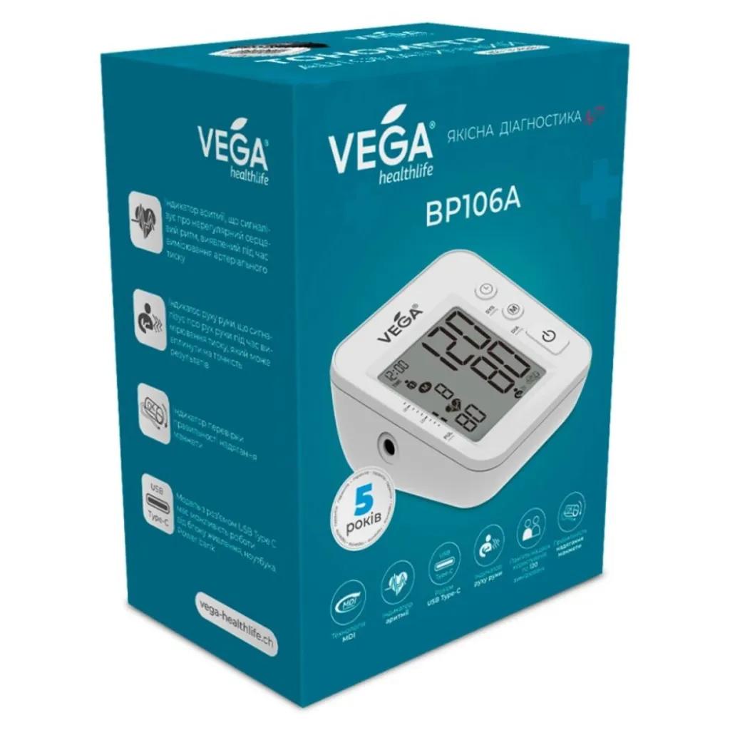 Автоматичний цифровий тонометр VEGA BP106A