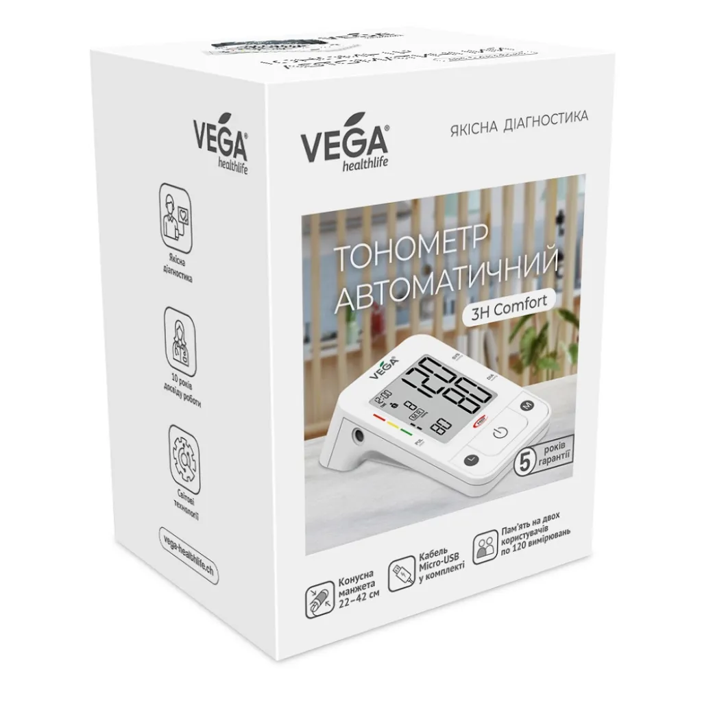 Автоматический тонометр VEGA 3H Comfort Автоматический тонометр VEGA 3H Comfort