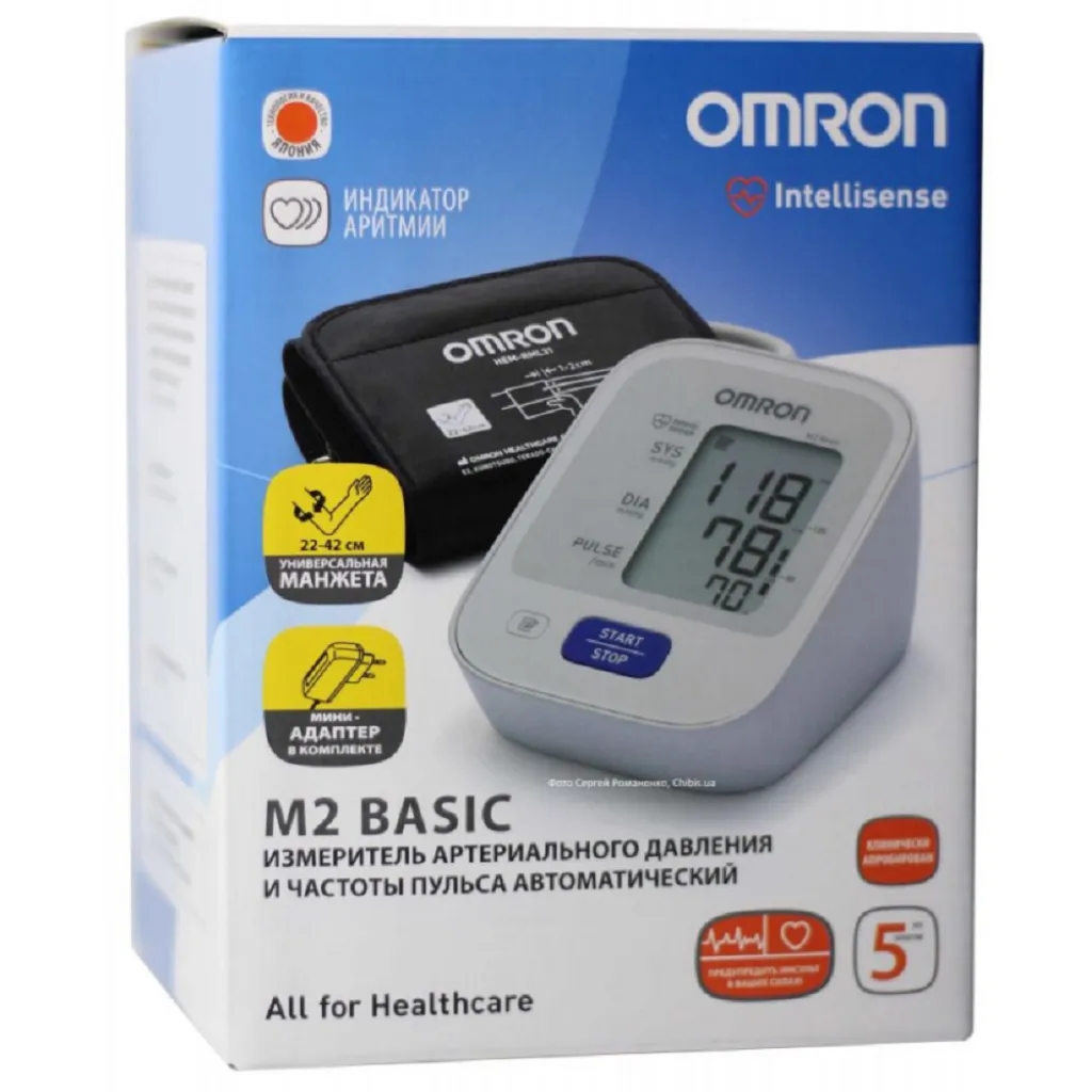 Тонометр Omron M2 Basic + адаптер збільшена манжета Тонометр Omron M2 Basic + адаптер збільшена манжета