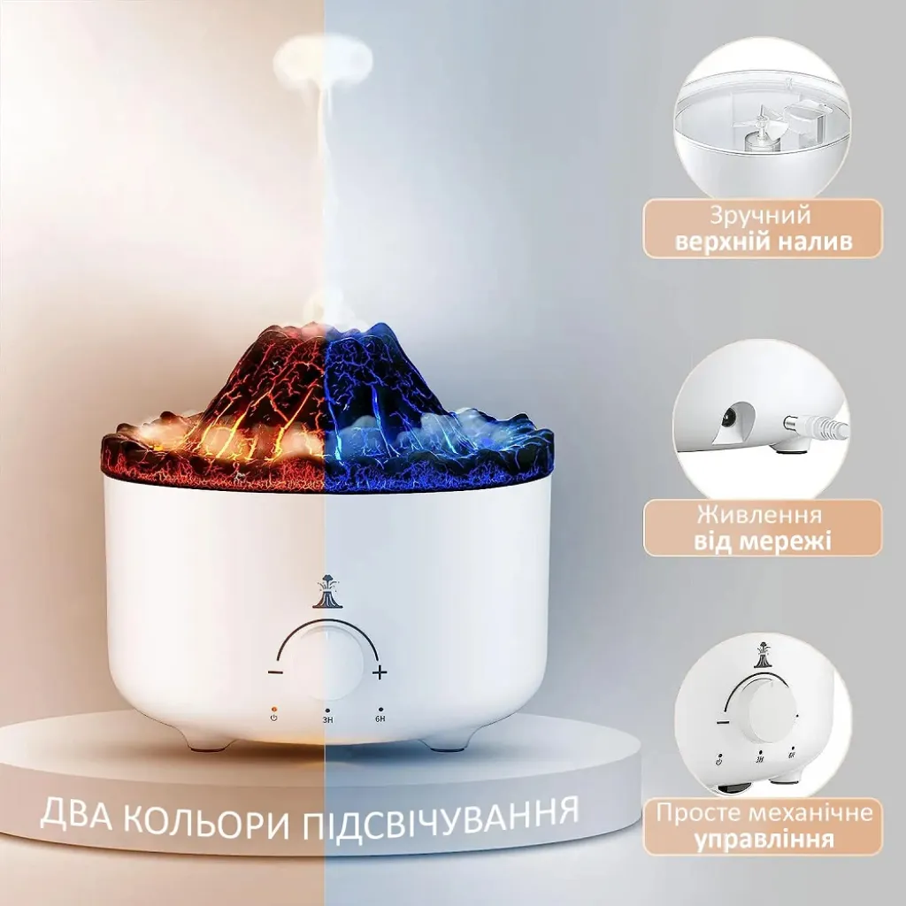 Увлажнитель воздуха 2-в-1 Doctor-101 Volcano с эффектом огня Увлажнитель воздуха 2-в-1 Doctor-101 Volcano с эффектом огня