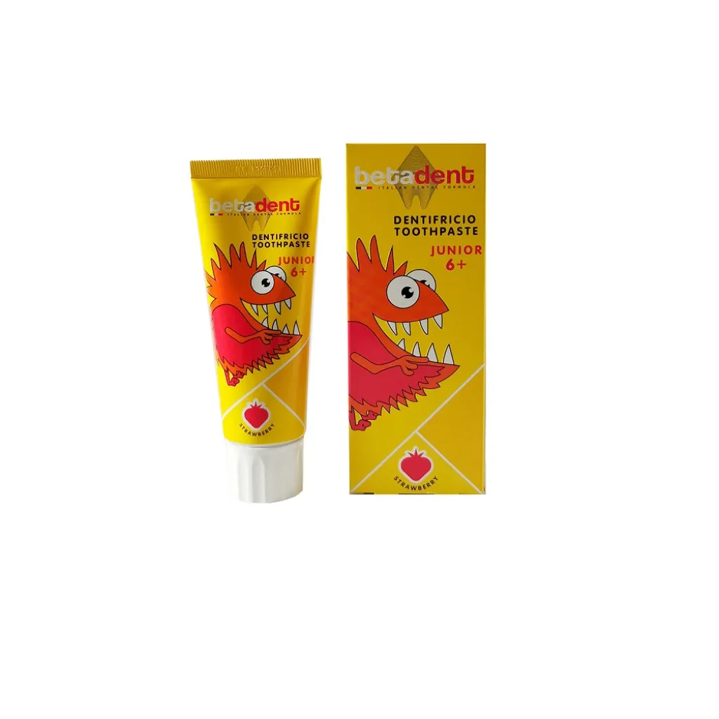 Зубна паста BETADENT STRAWBERRY JUNIOR 6+, 75 мл Зубна паста BETADENT STRAWBERRY JUNIOR 6+, 75 мл