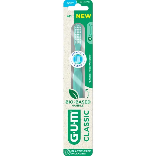 Зубна щітка GUM CLASSIC Bio-Based Handle 411BTM2, повна м'яка - Фото№1