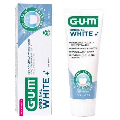 Зубная паста GUM Original White для бережного отбеливания, 75ml - Фото№1