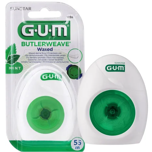 Зубная нить GUM Butlerweave Mint Waxed, мятная вощеная, 55 м - Фото№1 Зубная нить GUM Butlerweave Mint Waxed, мятная вощеная, 55 м - Фото№1