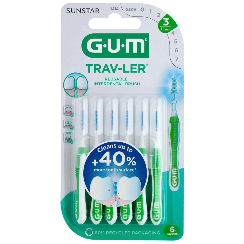 Межзубная щётка GUM TravLer 1.1 мм, 6 шт Межзубная щётка GUM TravLer 1.1 мм, 6 шт