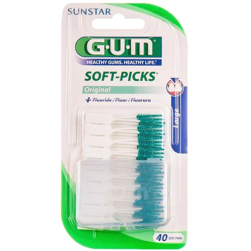 Набір міжзубних щіток зі фторидом GUM Soft Picks, велика 40 штук - Фото№1 Набір міжзубних щіток зі фторидом GUM Soft Picks, велика 40 штук - Фото№1