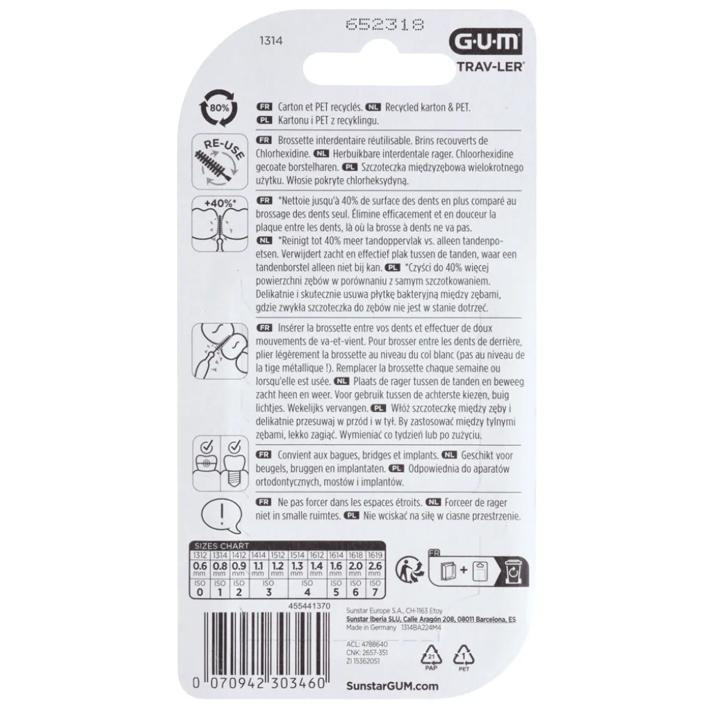 Межзубная щётка GUM TravLer 0.8 мм, 6 шт Межзубная щётка GUM TravLer 0.8 мм, 6 шт